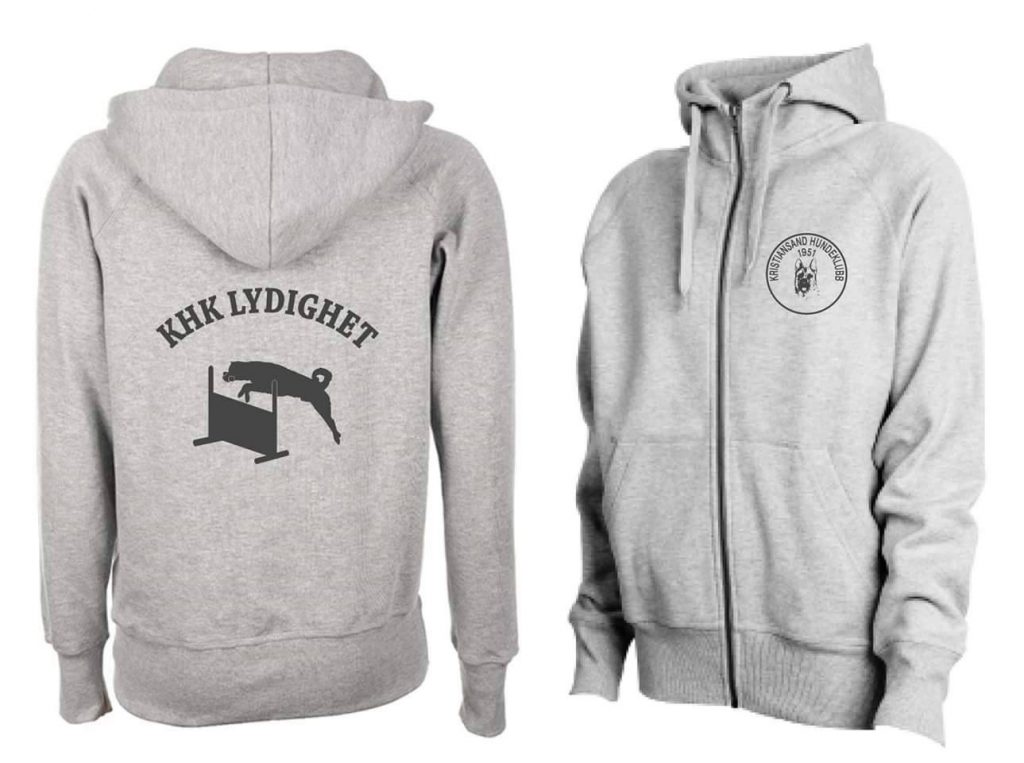 Bilde av Kristiansand Hundeklubb hettegenser med lydighetsmotiv